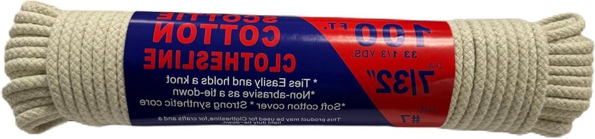 Katoenen Waslijn - Kledinglijn Touw - Buiten Drogen - Lage Stretch - 7 x 100 voet - Natuurlijk — afbeelding 1