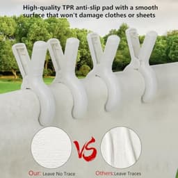 PromoHome 8 stuks sterke handdoekklemmen voor strandstoelen en waslijn - winddicht, antislip, wit/blauw - incl. opbergtas — thumbnail 5