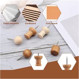 Houten Duwspelden - Decoratie Pinnen - Ambachtelijke Projecten - Met Veerclip - 50 Stuks - Kleur 7 — thumbnail 2