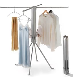 SHANNA Metalen Wasrek Inklapbaar - Staand Droogrek 132cm - Draagbaar opvouwbaar droogrek - In hoogte verstelbaar - Buiten & Binnen bruikbaar — thumbnail 1