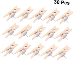 Houten Klemmen - Memo Clips - Foto's Presenteren - Inclusief Prikpen - 30 Stuks - Natuurlijk Hout — thumbnail 4