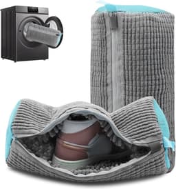 Robuuste Waszak voor Schoenen 39 x 19 cm - Herbruikbare Waszak met Rits voor 360° Reiniging van Sneakers en Sportschoenen in Grijs — thumbnail 1