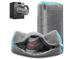 Robuuste Waszak voor Schoenen 39 x 19 cm - Herbruikbare Waszak met Rits voor 360° Reiniging van Sneakers en Sportschoenen in Grijs