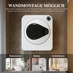 Re-purelife® wasdroger 4 kg met 4 programma's - compacte kledingdroger van roestvrij staal en PCM-behuizing - stapelbare droogtrommel met koelfunctie en wandmontage - wit 49,5 × 41,5 × 59,5 cm — thumbnail 4
