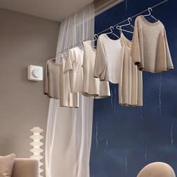 Intrekbare Waslijn - Drooglijn Binnen - Kleding Drogen - Anti-Sag Knop - 48 Meter - Wit — thumbnail 2