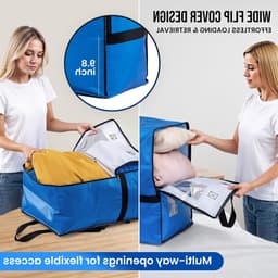 Verticale Verhuiszakken met Sterke Handvatten en Ritsen, Ideaal voor Kledingopslag, Waszakken en Reisaccessoires (Blauw, 4 Stuks) — thumbnail 4