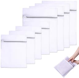 Dailygoods- Waszak Set van 8 Stuks - Witte Waszakken 30x20 cm / 30x40 cm - Herbruikbare Beschermende Waszakken - Ideaal voor Lingerie/Sokken - Sterk Polyester Net - Wasnet — thumbnail 1