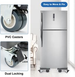MTTProducts - Wasmachine standaard - Verstelbare wasmachinebasis - Met 4 wielen - Grijs - Ondersteunt 300 kg - Ideaal voor zware apparatuur - Ruimtebes... — thumbnail 5