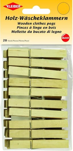 Houten wasknijpers - Kledingklemmen - Kleding drogen - Stevig berkenhout - 20 stuks - Naturel — thumbnail 1