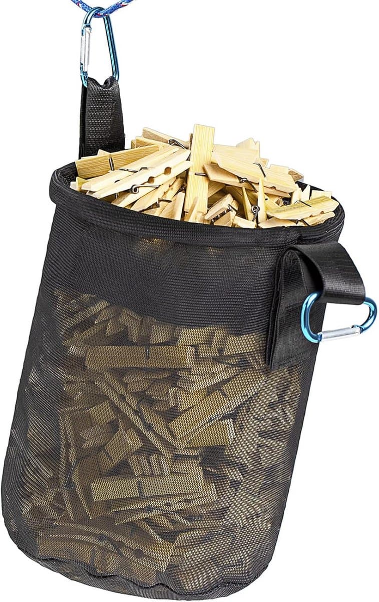 Wasknijper Tas - Opberger Clips - Kleding Wassen - Trekkoord Sluiting - Grote Capaciteit - Grijs — afbeelding 1