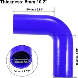 Dailygoods- Silicone Slang 90 Graden Elleboog - Universeel - Binnendiameter 54 mm - Lengte 150 mm - Zwart/Blauw - Duurzaam Materiaal - Koelslang — thumbnail 1
