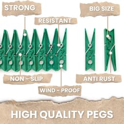 Wasknijpers - Kledinghangers - Was ophangen - Anti-afdruk systeem - 40 stuks - Groen — thumbnail 3