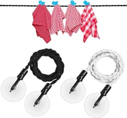 Draagbare Waslijn - Reis Waslijn - Kleding Drogen - Intrekbaar met Haken - Tot 250cm - Zwart — thumbnail 1
