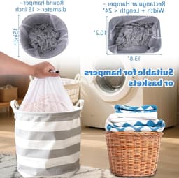 Netwaszak 50x60 cm met trekkoord - Machinewasbare witte waszak voor thuis, reizen, universiteit en hotels — thumbnail 3