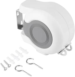 Dailygoody - Retractable Clothesline - Waslijn - Wall Mounted - PVC Draad - 2x12.8m - Geschikt voor Binnen en Buiten - Wit — thumbnail 1