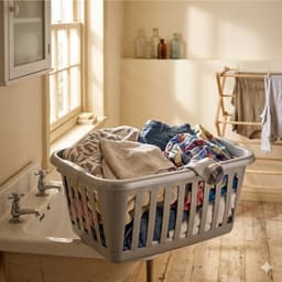 Plasticforte Open wasmand - lichtgrijs - kunststof - 40 liter - 60x40x26 cm - wassen ophangen — thumbnail 3