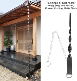 Regenketting Anker - Grondverankering Tuin - Stabiele Drainage - Roestvrij Staal - 34cm Lengte - Mat Zwart — thumbnail 4