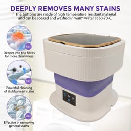 Dailygoods- Mini-wasmachine 15 liter - Draagbare wasmachine - Opvouwbare wasmachine - Centrifuge - Drie reinigingsmodi - Inclusief afvoermand — thumbnail 2