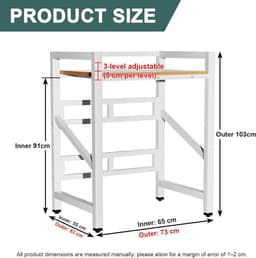 Wasmachine Droger Stapelkit - Wasdroger Opbergrek - Ruimte Besparen - In Hoogte Verstelbaar - 73 x 63 x 105 cm — thumbnail 5