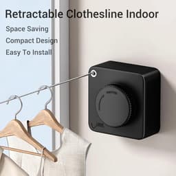 Intrekbare Waslijn - Ruimtebesparend Droogrek - Kleding Drogen - Niet Doorhangend Ontwerp - 20 kg Draagkracht - Zwart — thumbnail 2