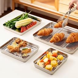 RVS Lekbak - Opvangbak Drip Tray - Voorkomt Vlekken - Hoge Rand Ontwerp - 24x18cm - Zilver — thumbnail 2