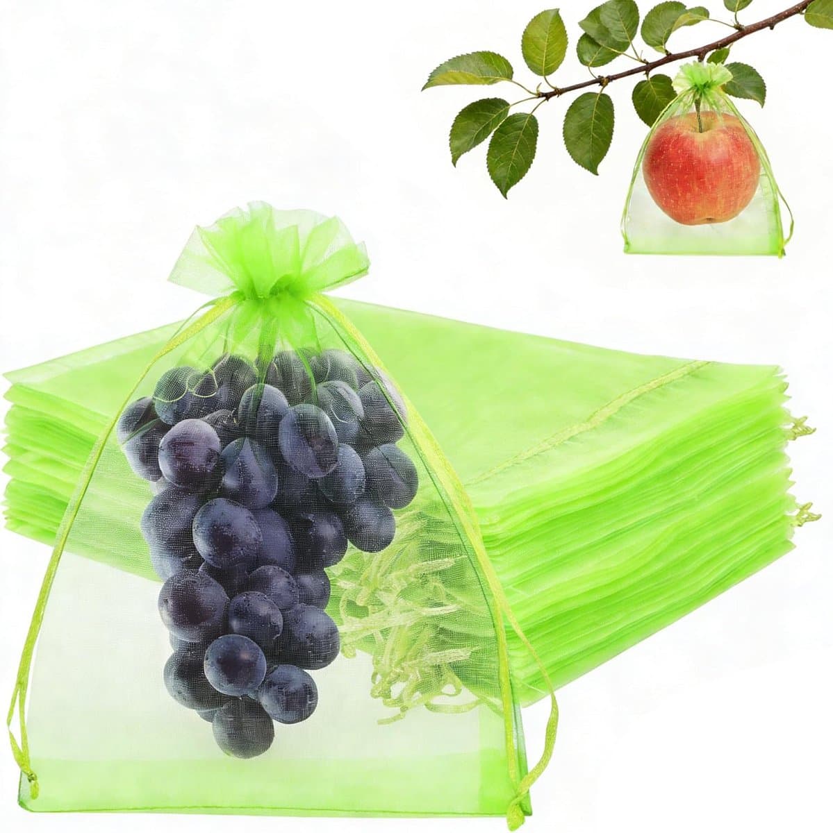 Beschermzak Druiven - Fruit Beschermer - Tuinieren Buiten - Met Trekkoord - 15 x 20 cm — afbeelding 1