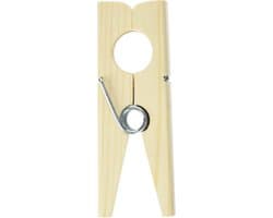 Houten Knijper - Grote Klem - Huishoudelijk Gebruik - Duurzaam Materiaal - 14 cm - Beige