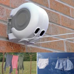 13 meter lange, verdikte telescopische waslijn, draaibaar, winddicht wasrek, 26 meter lang wasdroogrek met dubbele lijn — thumbnail 4
