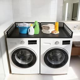 Wasdroger Werkblad - Wasmachine Bovenbouw - Extra Opbergruimte - Verhoogde Beschermstrips - 145 x 70 cm - Zwart — thumbnail 4