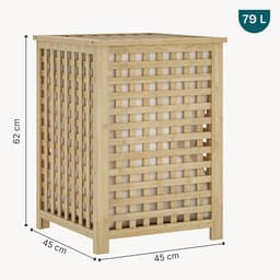 Wasmand Jystiand bamboe met waszak 62x45x45 cm naturel 79 L [en.casa] — thumbnail 2