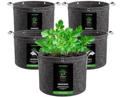 Kweekzakken 5-pack 20L - Dikke vliesstof met handgrepen voor aardappelen, tomaten en aardbeien