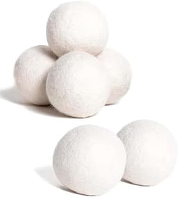 Een set van 6 herbruikbare wollen droogballen, pluisvrij, geschikt voor het drogen van kleding, dierenharen en kledingpluisjes. — thumbnail 1