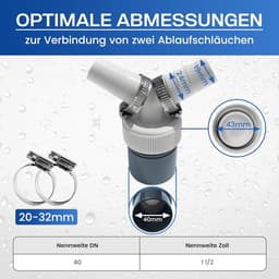 Dubbele Afvoer Y-Adapter voor Wasmachine en Vaatwasser Aansluiting — thumbnail 4