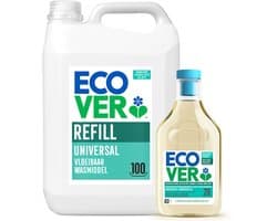 Ecover - Vloeibaar Wasmiddel Universal - Voordeelverpakking 5 L + 1 L - 128 wasbeurten - Plantaardig & Biologisch afbreekbaar - Krachtige reiniging bij 20°C - Frisse geur