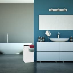 2x wasmand bamboe - wasbox opvouwbaar - 70L - vierkant - 63x36x36 cm - wit — thumbnail 3