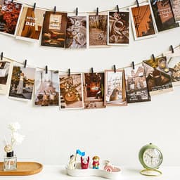 Pack van 200 Houten Klemmen - Kleine Zwarte Natuurlijke Kledingklemmen - Hout met 20 m Jute Touw en 15 Foto Naalden - Mini Wasknijpers voor Foto's - Foto Wand - Postkaarten - Brieven — thumbnail 4