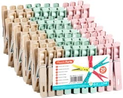 Plasticforte Wasknijpers - 100x stuks - pastel kleuren mix - kunststof - 7 cm - Was ophangen