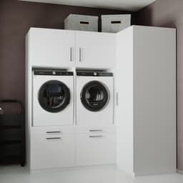 Wasophoogte® Wasmachine Kast Bern - Wasmachine verhoger - Wasmachine ombouw - 700(D)*2030(B)*2110(H) mm - Wit — thumbnail 2