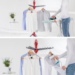 Vario clothes horse for shirts | Foldable hanger rack | Height adjustable | Clothes hooks for ironing [grey/red] — thumbnail 4