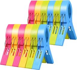 Allecto Plus - Grote Strandhanddoekclips 12 Stuks - Handige Wasknijpers voor Ligbedden en Zwembadstoelen - Felgekleurde Plastic Clips voor Handdoeken - Set van Quiltclips. — thumbnail 1