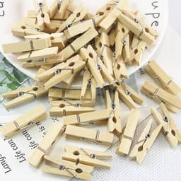 100x miniklemmen - maat 25 mm Miniklemmen Wasknijpers Houten klemmen Gemaakt van echt hout (100x) — thumbnail 1