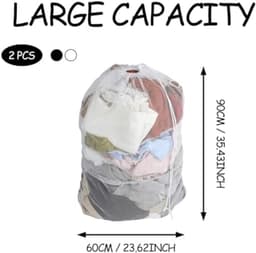 2 stuks wasnetzakken, 60 x 90 cm organizer wasmachinetas, grote mesh waszakken met afsluitbaar trekkoord, voor reizen, grote kleding, dekbedovertrek, speelgoedopslag, studentenhuis, appartement — thumbnail 5