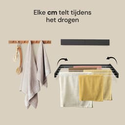 Vitapur Wasrek 2 stuks - Droogrek - Hangend - Wanddroogrek inklapbaar - Droogrekken - Inklapbaar - 80 x 40 cm - 4 meter drooglengte - Zwart - 2 stuks — thumbnail 4