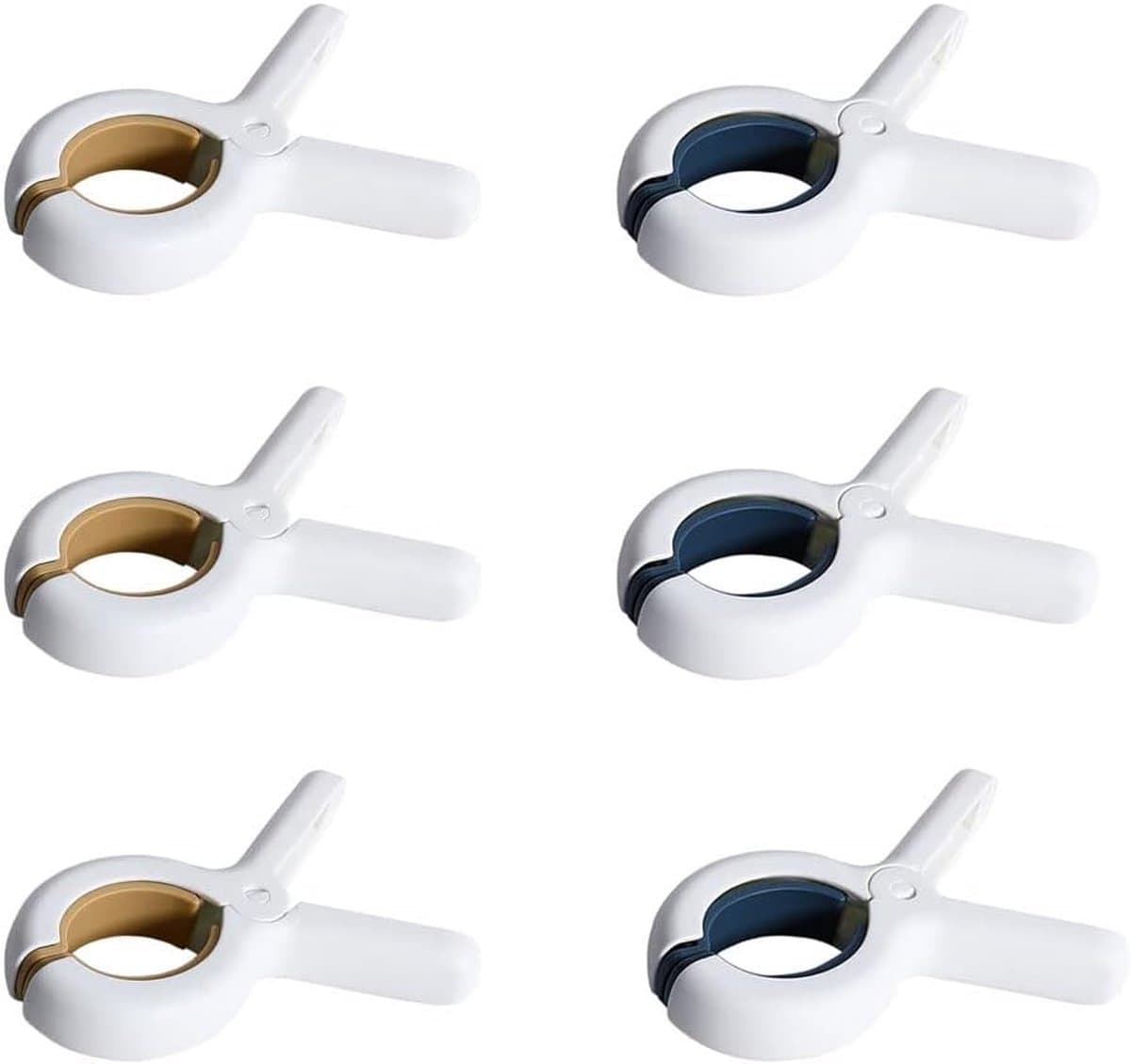 6 Stuks Strandlakenklemmen - Plastic Wasknijpers voor Zwaar Wasgoed - Geschikt voor Badlakens en Grote Textielstukken - 9,5 x 6,5 cm - Geel en Blauw — afbeelding 1