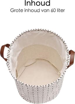 Wasmand Opvouwbaar - Opbergzak - 60L - Waterproof - Zwart/wit - Opvouwbare Wasszak — thumbnail 3