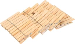 Bamboe houten wasknijpers - 100x stuks - 7 cm - Wasgoedknijpers - Was doen artikelen - Was ophangen/uithangen knijpers voordeelset — thumbnail 1