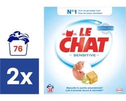 Le Chat Sensitive Marseillezeep Waspoeder - 2 x 2.4 kg (76 Wasbeurten)