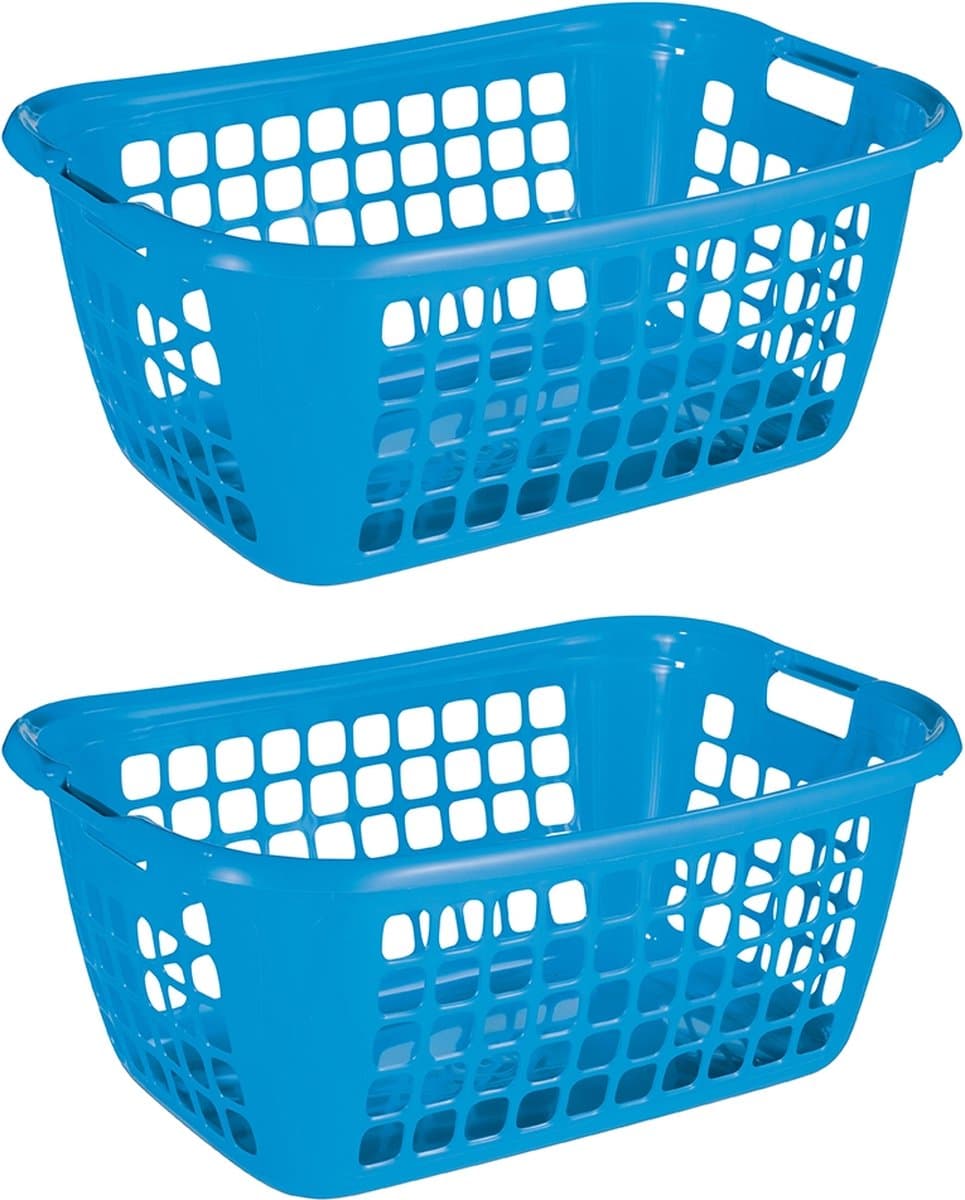 Sunware - Basic wasmand 65cm laag blauw - Set van 2 — afbeelding 1