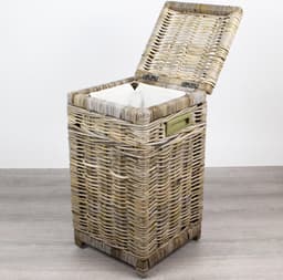 Migo Styling - Kleine Wasmand - Smal - Vierkant - Met deksel - 30-30-55 - Riet - Rotan — thumbnail 3