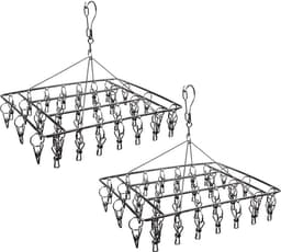 Roestvrijstalen sokkendroger, wasrek, draaihaak, winddicht, kleerhanger rek voor sokken, ondergoed, schoeninlegzolen, babykleding, handschoenen 2 stuks (36 wasknijpers) — thumbnail 1